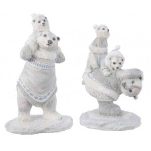 Statuina Orsi Colore Bianco con Glitter 2ass di Kaemingk