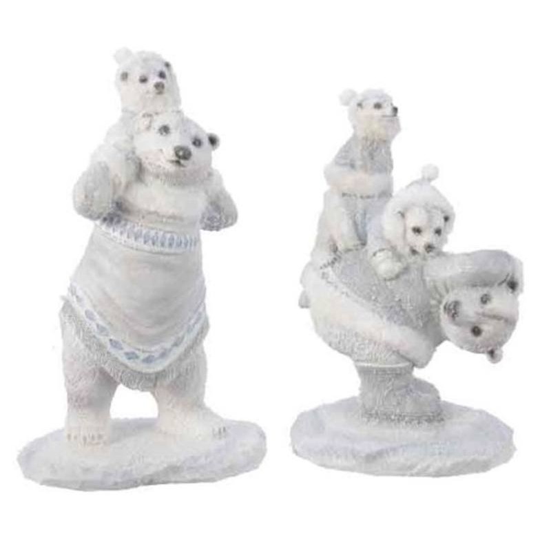 Statuina Orsi Colore Bianco con Glitter 2ass di Kaemingk