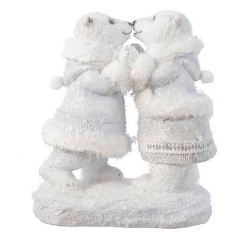 Statuina Orsi Colore Bianco con Glitter di Kaemingk