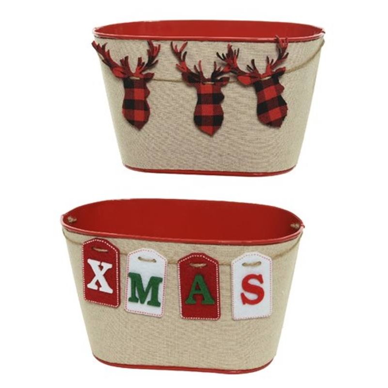 Zinc Planter W Cotton 380119 di Kaemingk