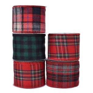 Ribbon Polyester Wire, Check 5ass Assorted di Kaemingk