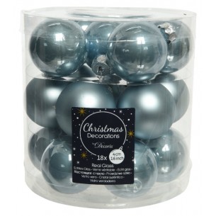 Confezione 18 Palline Azzurro Lucido/Opaco di Kaemingk