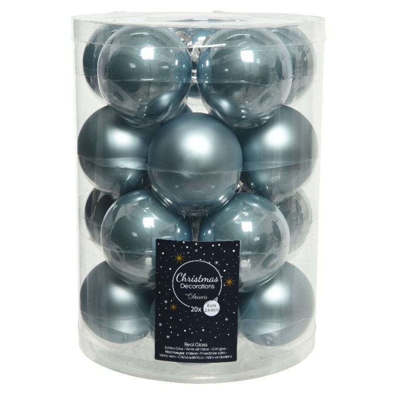 Confezione 20 Palline Azzurro Lucido/Opaco di Kaemingk