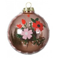 Set 3 Palline in Vetro Decorate Fiori di Kaemingk