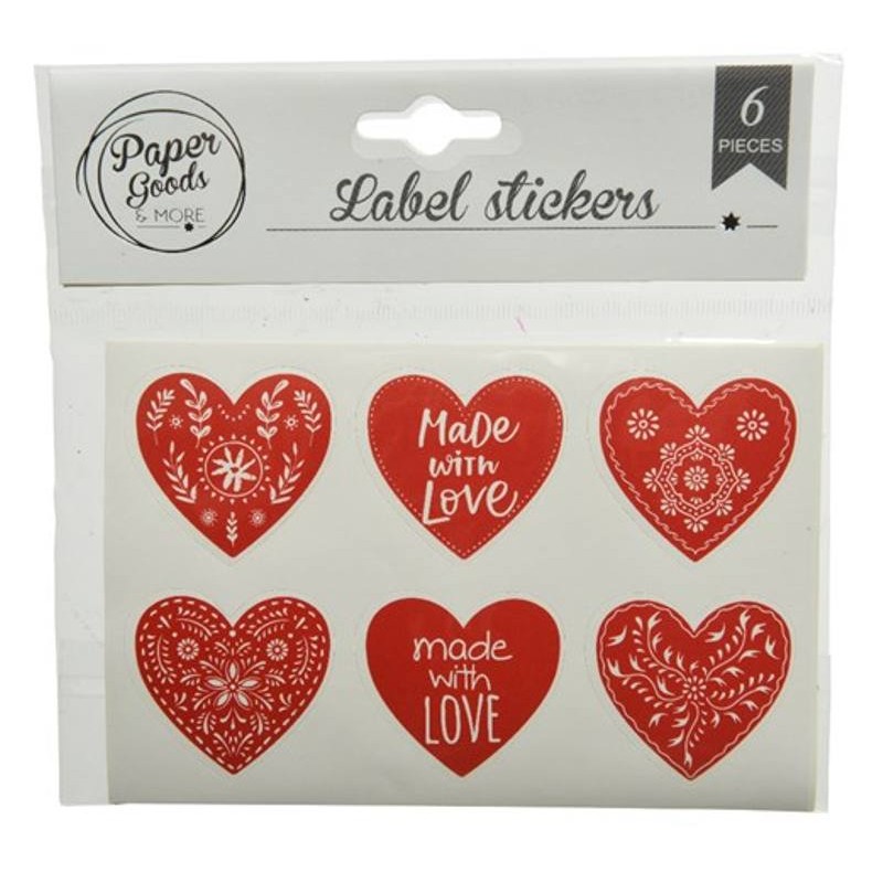 Sticker Paper Heart 6ass Red di Kaemingk