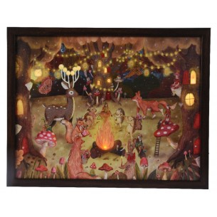 Tela C/Led 48x38cm Fantasia Animali di Kaemingk