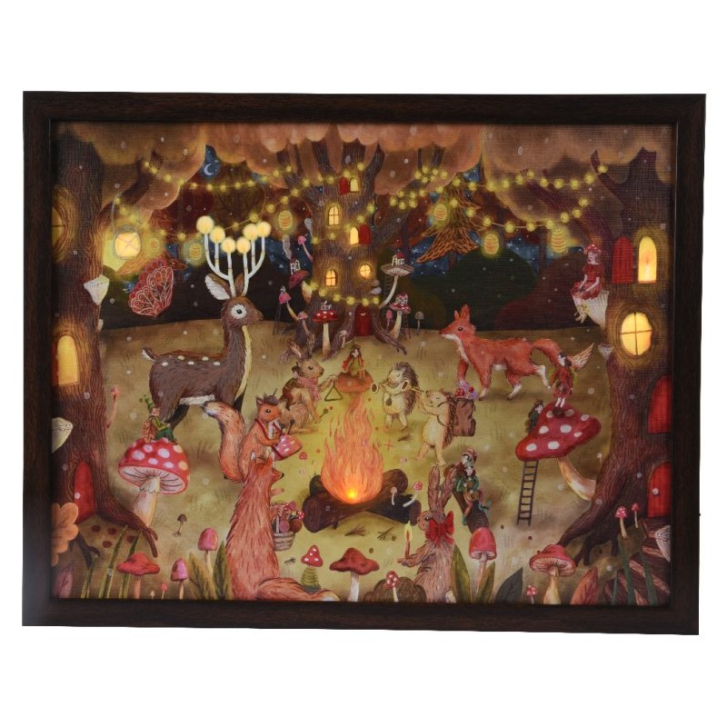 Tela C/Led 48x38cm Fantasia Animali di Kaemingk