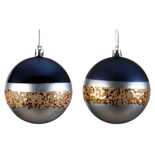Sfera 8cm in Plastica Blu/Argento di Kaemingk