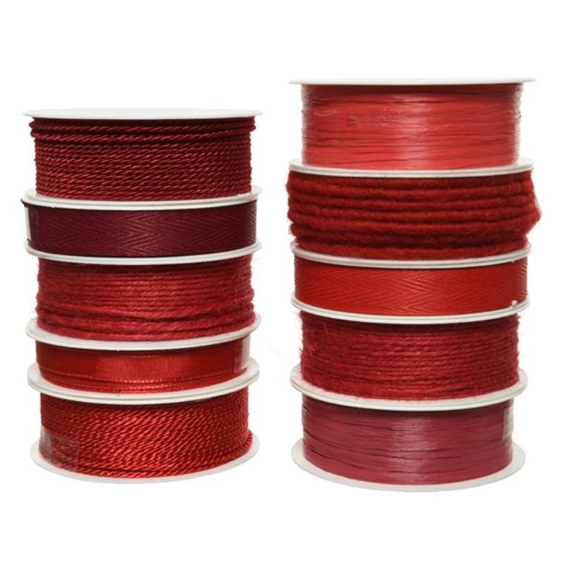 Ribbon Polyester Sustainable 10ass Red/Colour(S) di Kaemingk