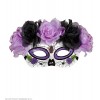 Maschera Dia De Los Muertos Decorata con Rose Viola e Nere di Widmann