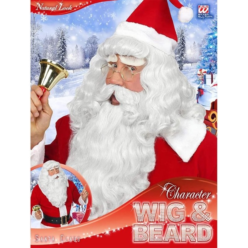 Parrucca Babbo Natale Lusso con Barba e Baffi in Scatola di Widmann