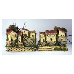Paesaggio con Luci 20x14x17cm con Fiume - Assortito di Rossi-Rosa