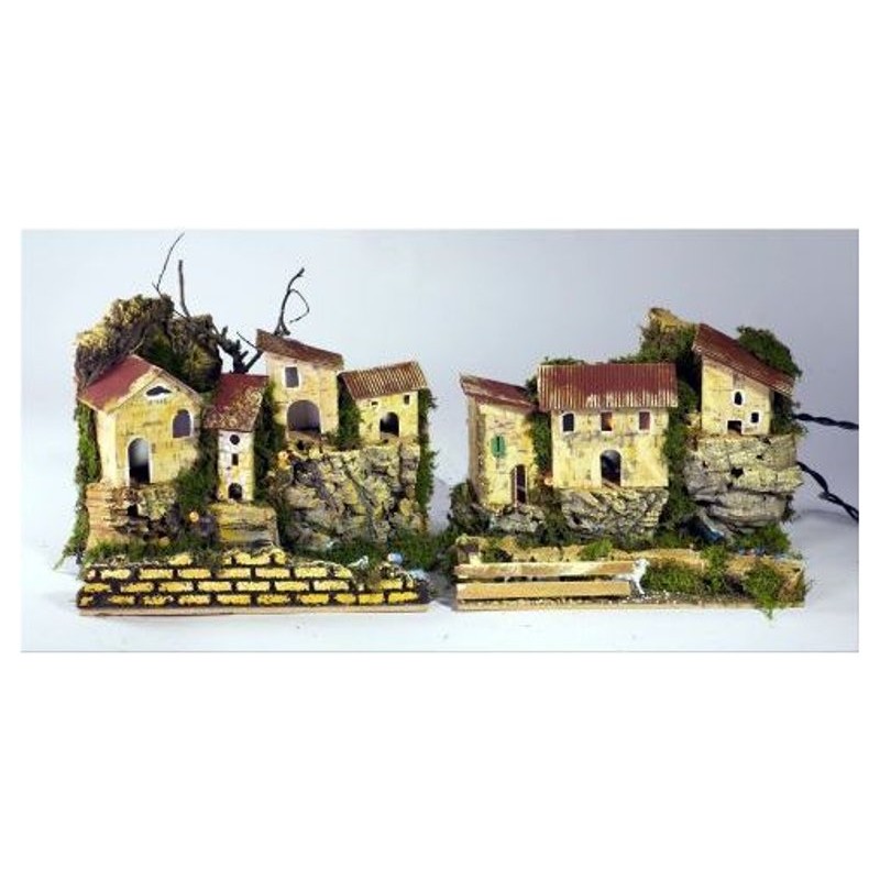 Paesaggio con Luci 20x14x17cm con Fiume - Assortito di Rossi-Rosa