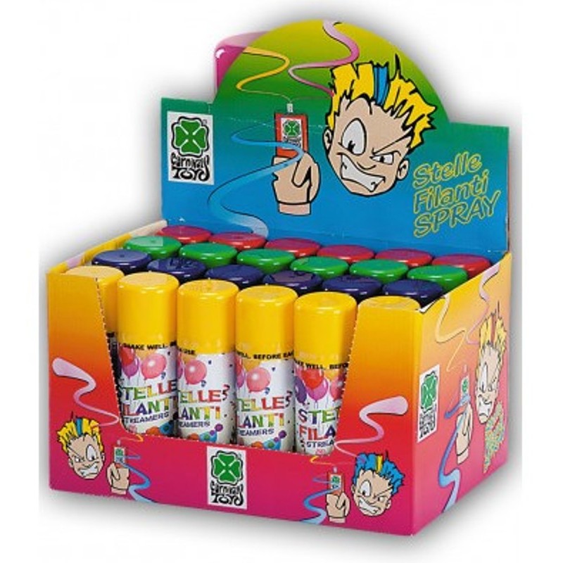 Stelle Filanti Spray Colori Assortiti Ml.83 Circa in Espositore di Carnival-Toys