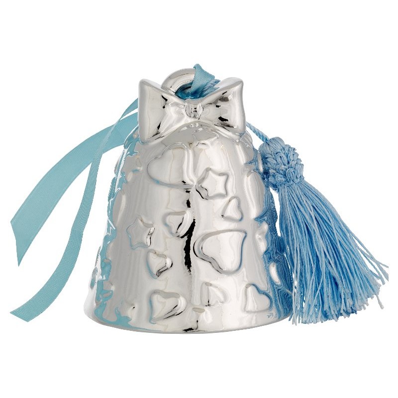 Campanella Carillon Cuori e Stelle - Silver Plate - Nastrino Rosa/Azzurro Intercambiabile di Bagutta Srl