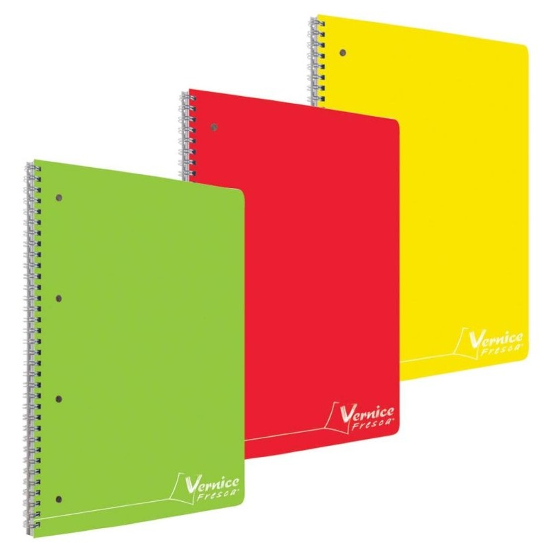 Blocco A4 Spirale Laterale 70 Fogli 80 Gr (140 Pagine) 4 Fori con Micro-Perforazione  6 Colori Ass.Ti Doppia Copertina Ppl 4mm