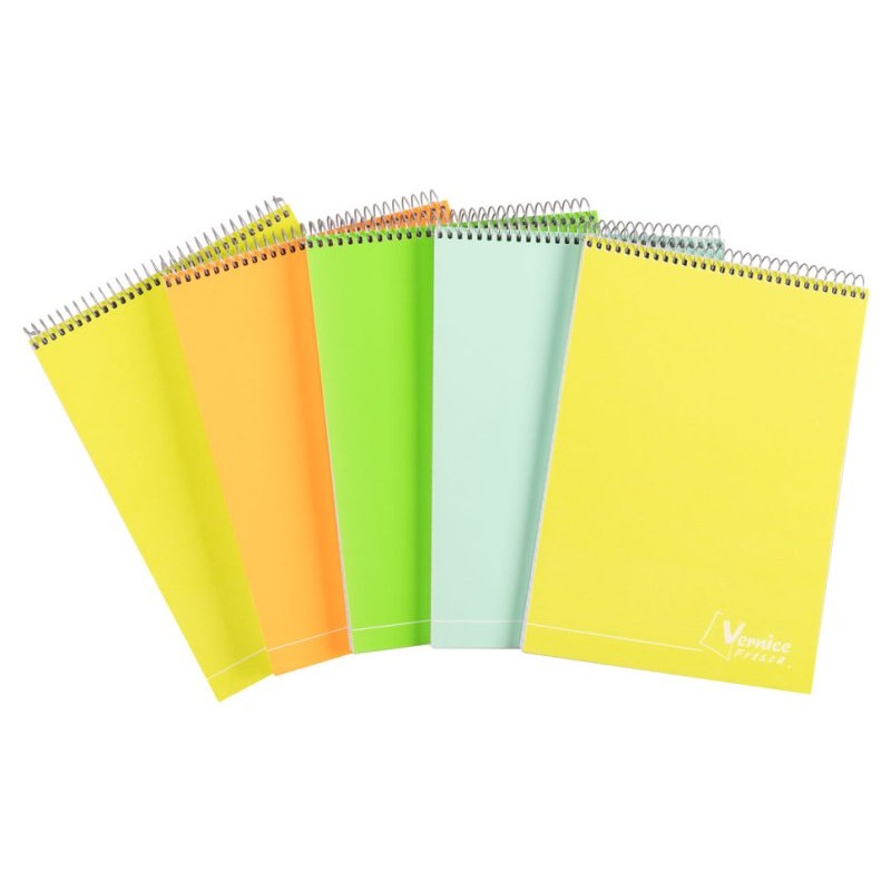 Notes A4 Spirale in Testa 70 Fogli 80 Gr (140 Pagine) con Micro-Perforazione  6 Colori Ass.Ti Copertina Ppl 5mm di Ciac Srl