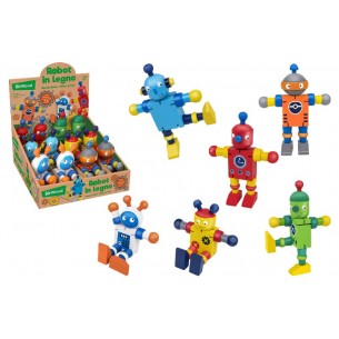 Robot in Legno 12pz D/Box 6 Mod. di Globo
