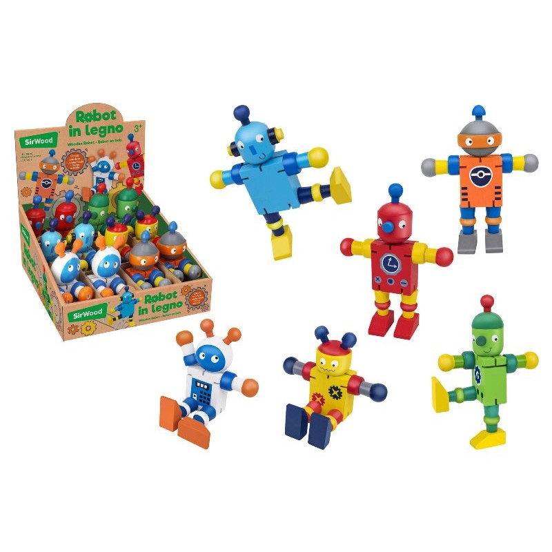 Robot in Legno 12pz D/Box 6 Mod. di Globo