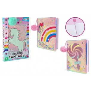 Diario Fantasy Lustrini C/Pon Pon 80pp 3 Ass di Globo