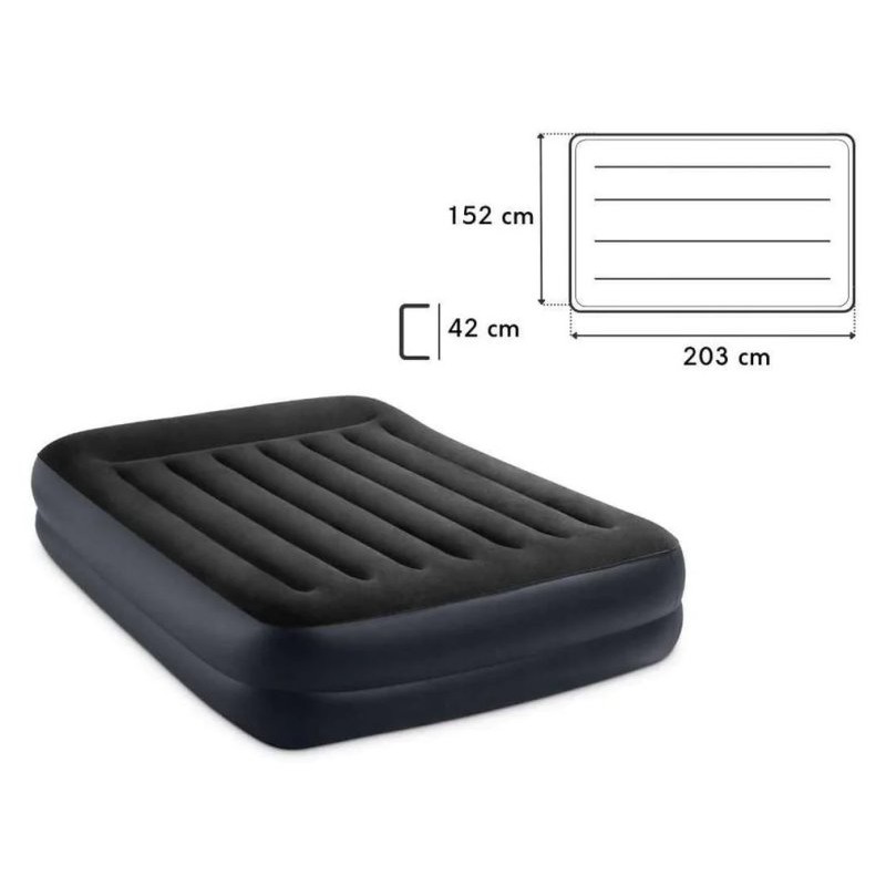 Materasso Dura-Beam Pillow Rest Matrimoniale con Tecnologia Fiber Tech, Pompa Elettrica Incorporata 152x203x42 Cm di Intex