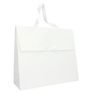 Gift Bags Carta Goffrata C/Fiocco Raso 36x13x31 Bianco di Mainetti Bags Srl