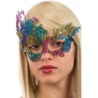 Maschera Multicolor in Tessuto Macrame' su Cartoncino di Carnival-Toys
