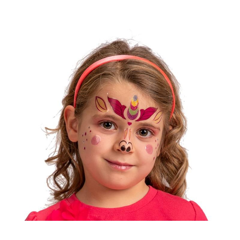 Cartella Decorazioni Adesive Viso Unicorno in Busta su Cartoncino di Carnival-Toys