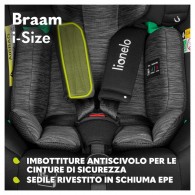 Car Seat Braam 40-150cm (Lo-Braam-I-Size-Black-Carbon) di Lionelo Seggiolini Auto