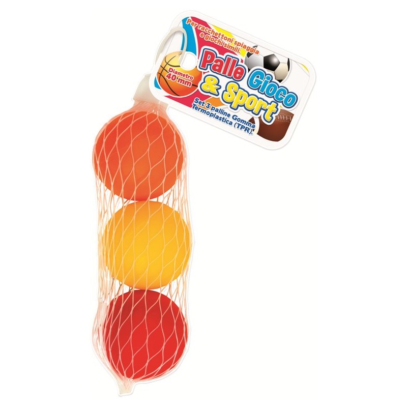 3 Palle Tpr Diam. 3,5 Cm Racchettone in Rete di Ronchi Supertoys