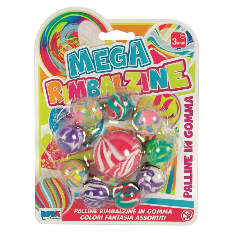 10 Palline Rimbalzine in Gomma Blister di Ronchi Supertoys