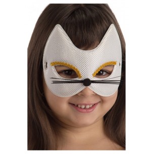 Maschera Gattina Bianca Bimba in Tessuto Metallizzato in Busta C/Cav. di Carnival-Toys