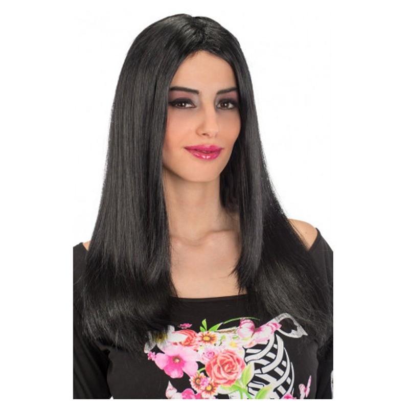 Parrucca Lunga Liscia Nera in Busta di Carnival-Toys