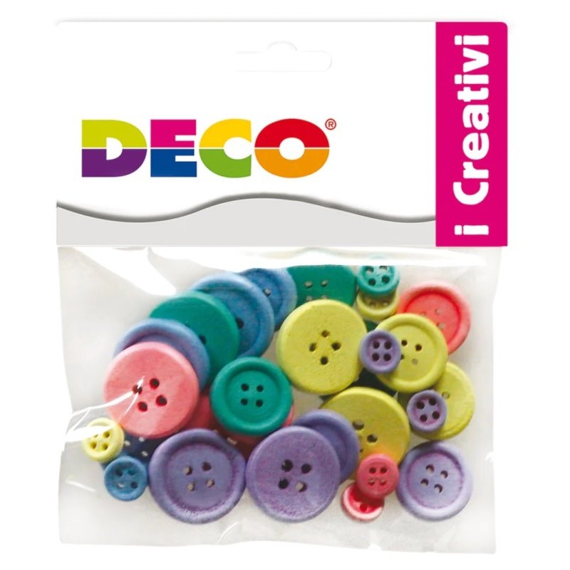 Bottoni in Legno Assortiti - 30 Pz. - Colori Pastello di Cwr Srl
