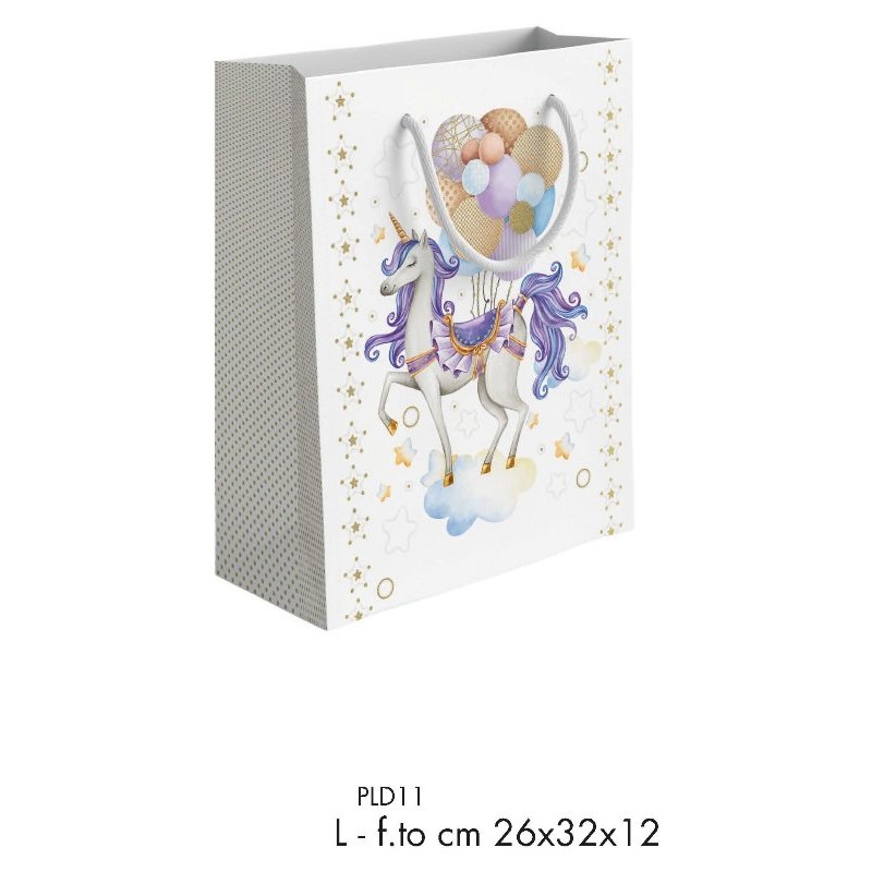 Shopper Unicorno Fin.Oro F.To 26x32+12 L di Marpimar