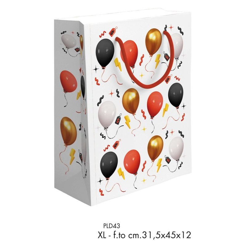 Shopper Palloncini Sfondo Bianco F.To31,5x45+12 Xl di Marpimar