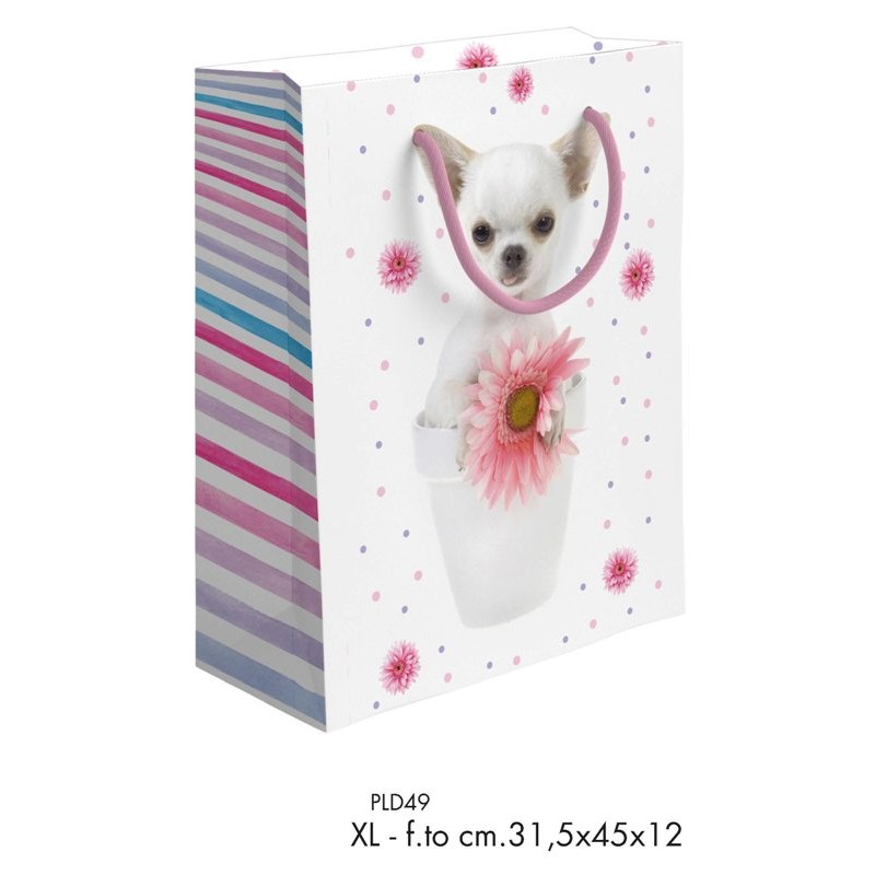 Shopper Cane Bianco F.To 31,5x45+12 Xl di Marpimar
