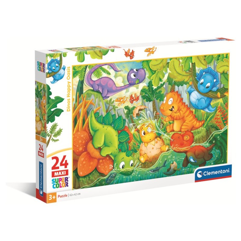 Maxipuzzle 24 Pz Dinos Happy Oasis di Clem-29 Puzzle Maxi 24 Pz