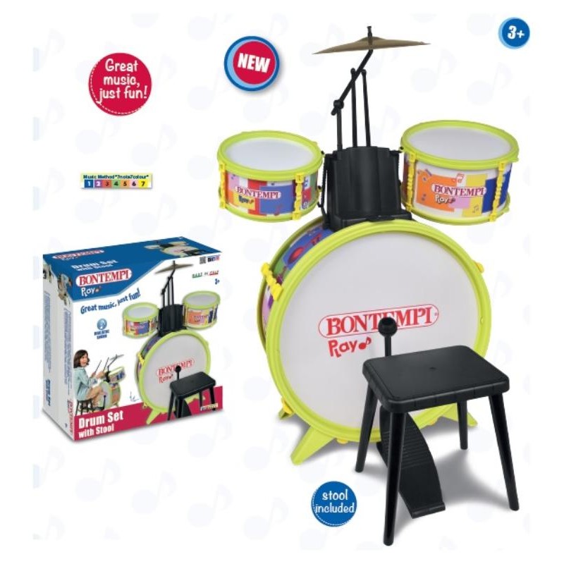 Batteria Classica 4 Elementi, con Sgabello e 2 Bacchette di Bontempi