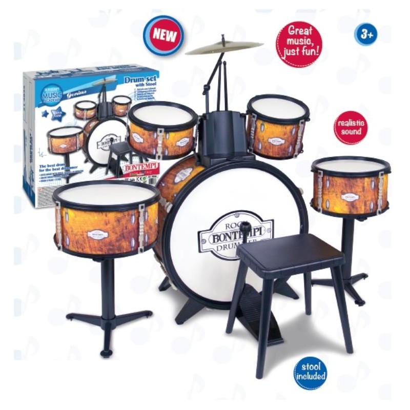 Batteria Classica 6 Elementi, con Sgabello e 2 Bacchette di Bontempi