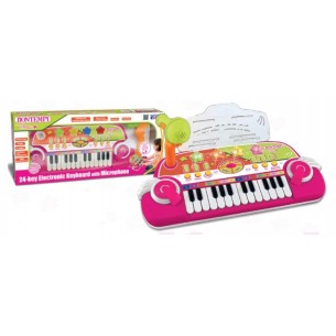 Tastiera Elettronica a 24 Tasti con Microfono e Leggio. (Pink) di Bontempi