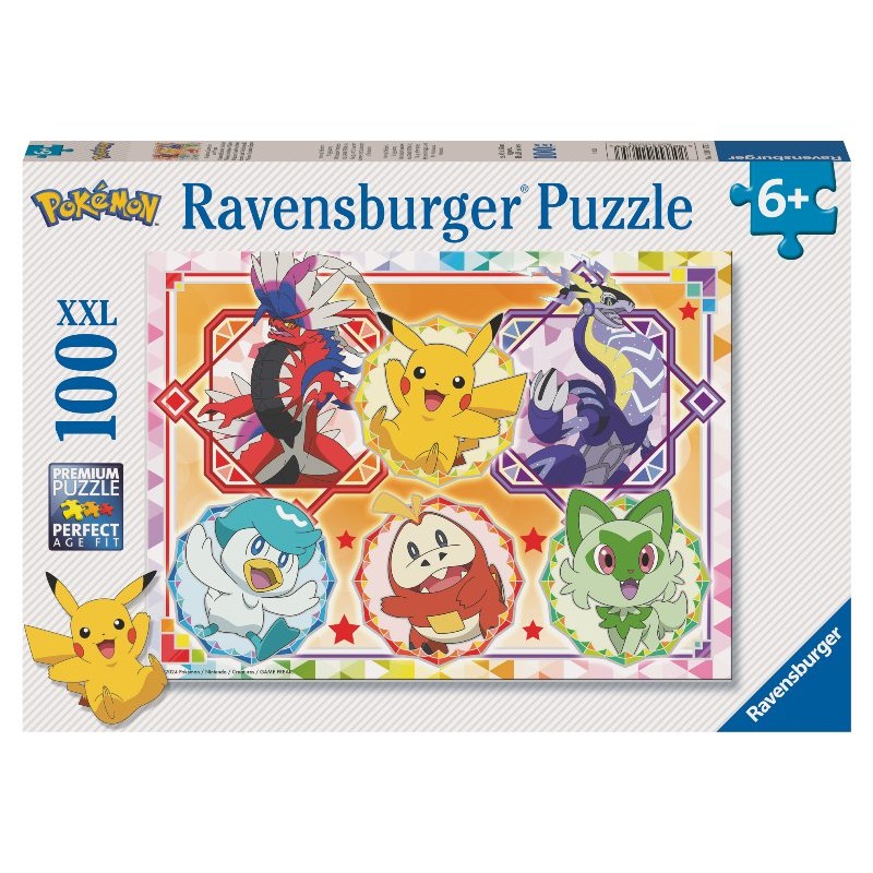 Puzzle 100 Pokemon Xxl 100 Pz di Ravensburger Puzzle 100 Pezzi Xxl