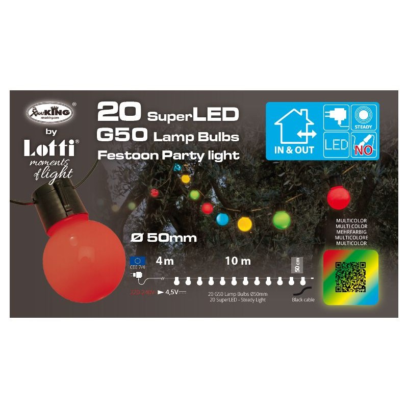 Catena Lineare Party 20 Led Colorati 10m di Lotti