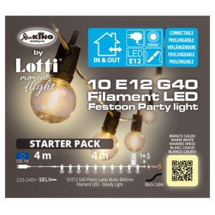 Catena 10 Lampadine Bianco Caldo da Esterno 4 Metri di Lotti