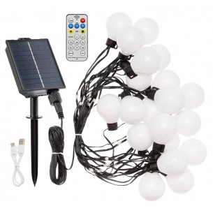 Catena Solare 20 Lampadine Bianco con Telecomando di Lotti