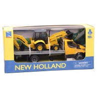 1/36 Iveco Daily Roll-Off With New Holland Farm Tractor T6, Skid Streer L228,B110c di New-Ray