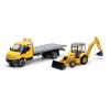 1/36 Iveco Daily Roll-Off With New Holland Farm Tractor T6, Skid Streer L228,B110c di New-Ray
