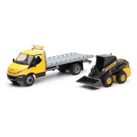 1/36 Iveco Daily Roll-Off With New Holland Farm Tractor T6, Skid Streer L228,B110c di New-Ray