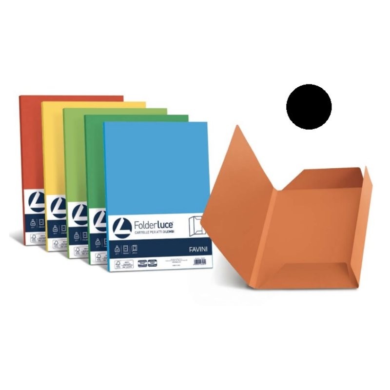 Folder 3l:200 Nero (Confezione 25 Cartelline 3 Lembi per Atti 200gr Nero) di Favini