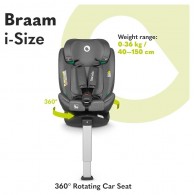 Car Seat Braam 40-150cm (Lo-Braam-I-Size-Grey-Stone) di Lionelo Seggiolini Auto